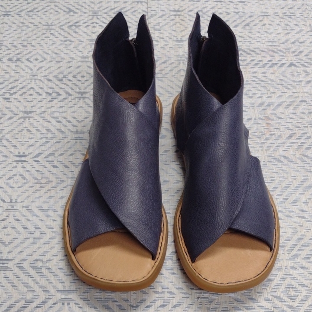 Born Navy and Tan Leather Sandals